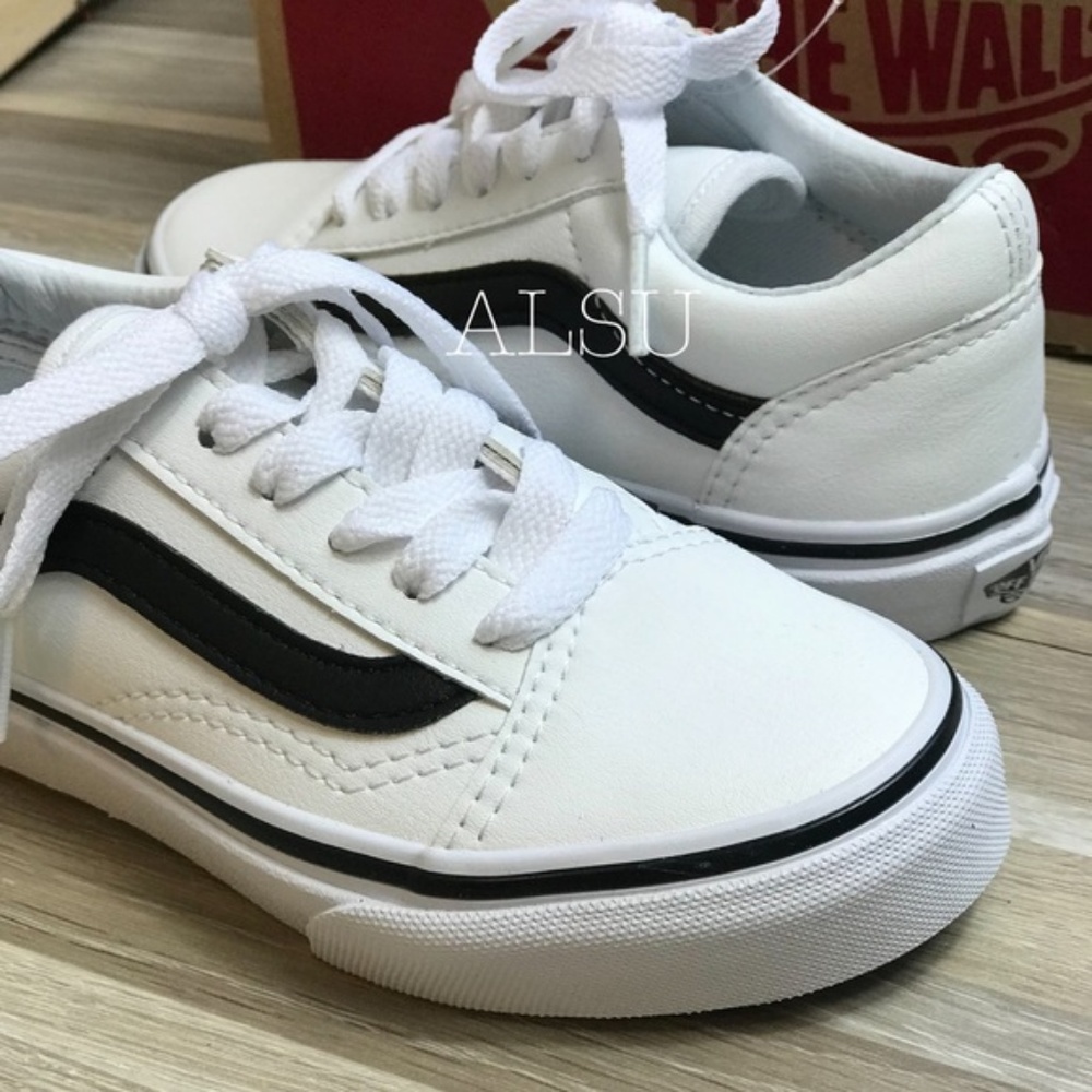 VANS Old Skool Classic Tumble Leather White Kid’s - Picture 6 of 8